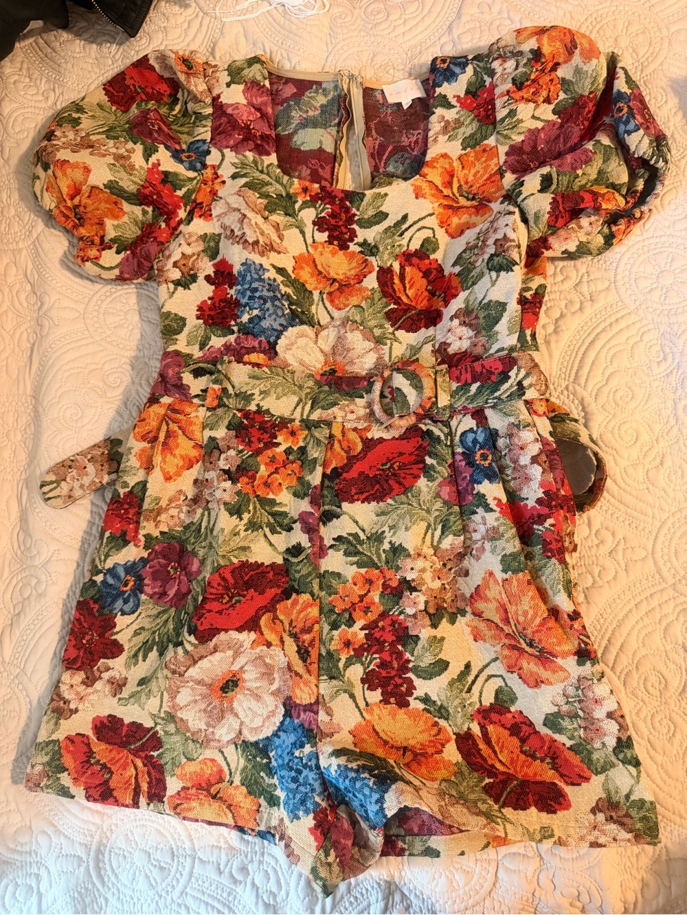 Boutique Floral Puff-Sleeve Romper
